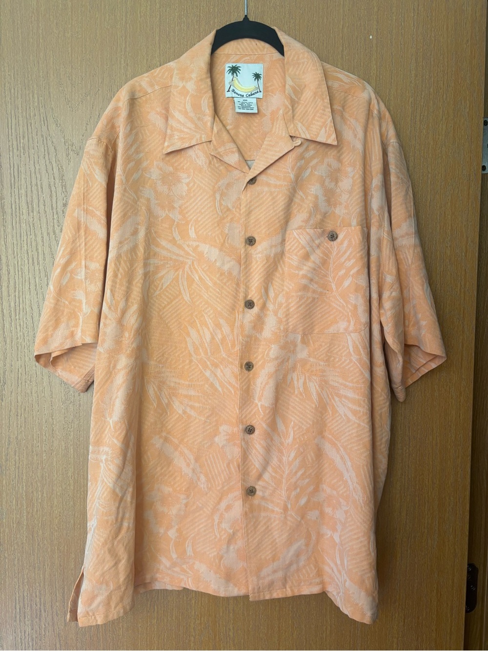 Island Classic Men's Peach Tropical Button-Down Shirt